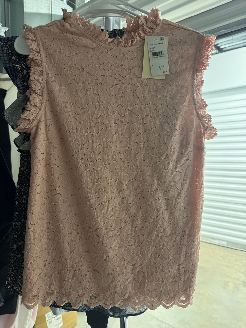 everleigh Blush Pink Lace Ruffle-Trim Sleeveless Camisole